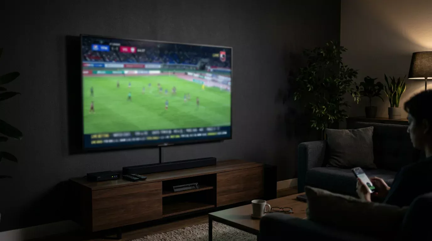 Pantalla de televisión con cuotas en directo de un partido de la J.League japonesa durante la segunda mitad
