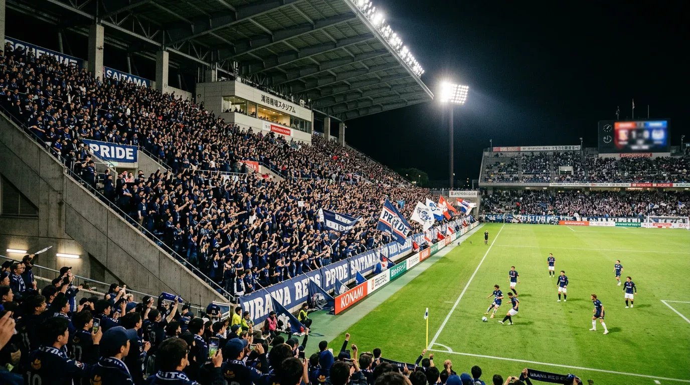 Estadio Panasonic de Suita lleno de aficionados del Gamba Osaka durante un partido de la J1 League