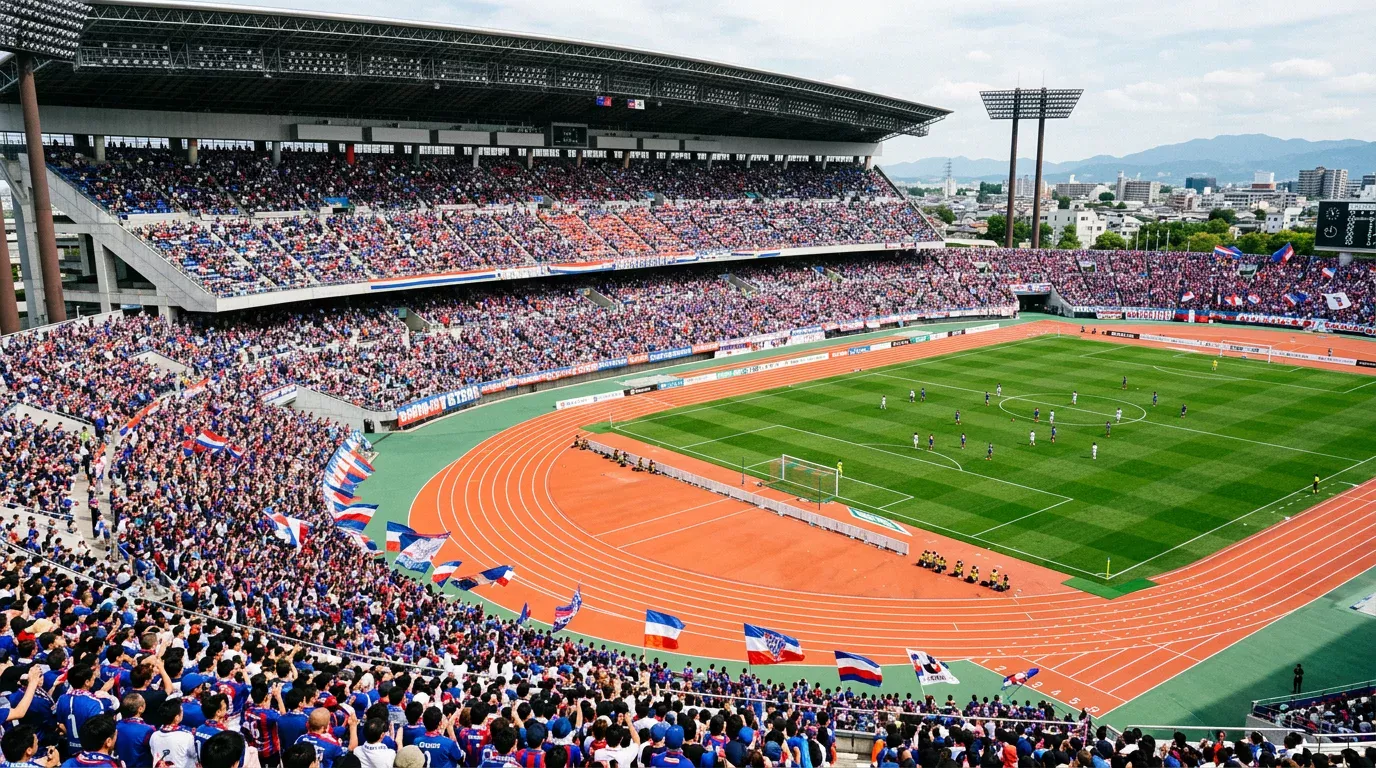 Aficionados del Yokohama F. Marinos en el International Stadium Yokohama durante un partido de la J1 League